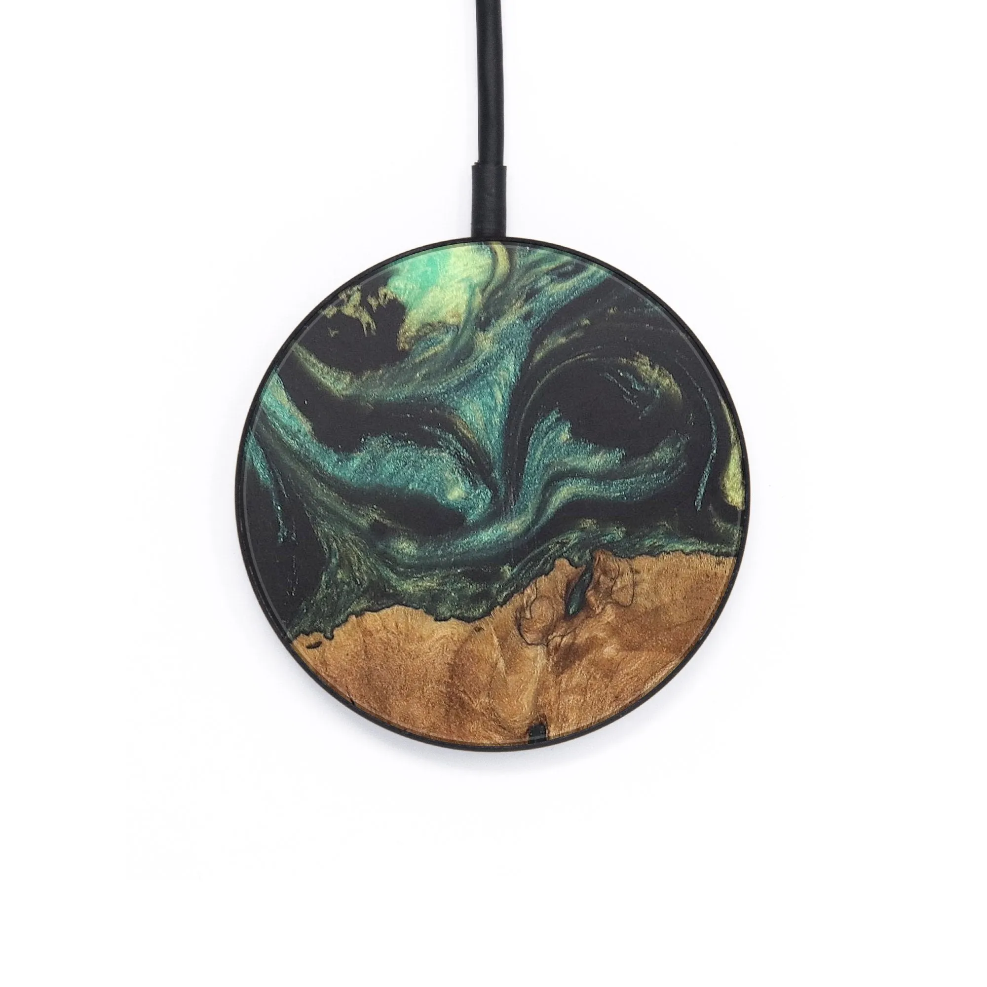 Circle Wood Resin Wireless Charger - Brantley (Green, 690798)