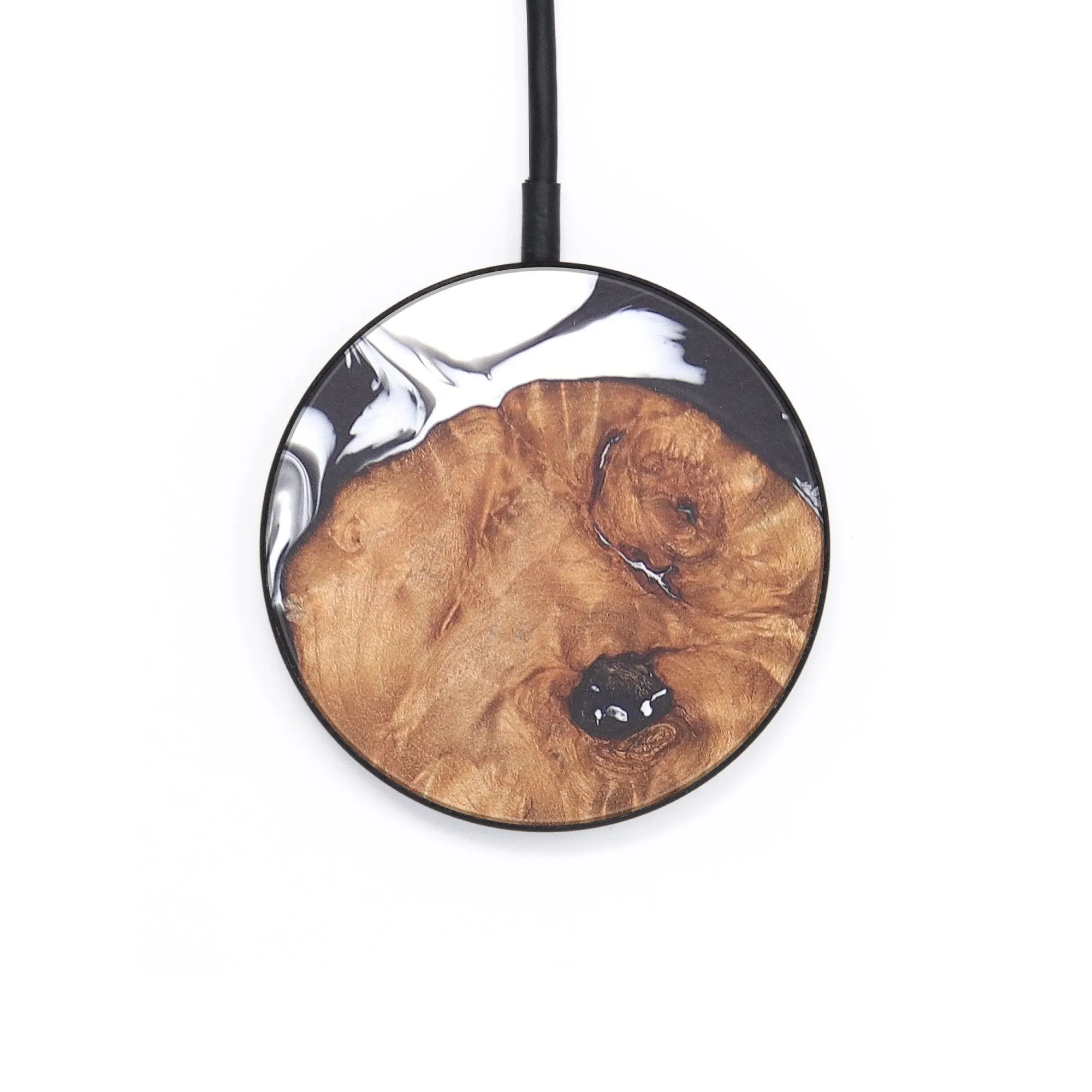 Circle Wood Resin Wireless Charger - Conor (Black & White, 678074)