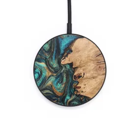 Circle Wood Resin Wireless Charger - Devonte (Teal & Gold, 703277)