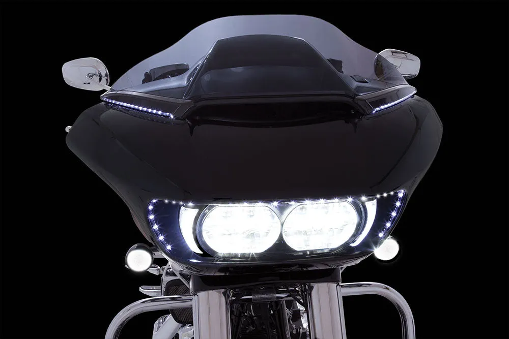 Ciro LED Lighted Horizon Windshield Trim for Harley Road Glide Shark Nose Fairing-15 & Newer-Black