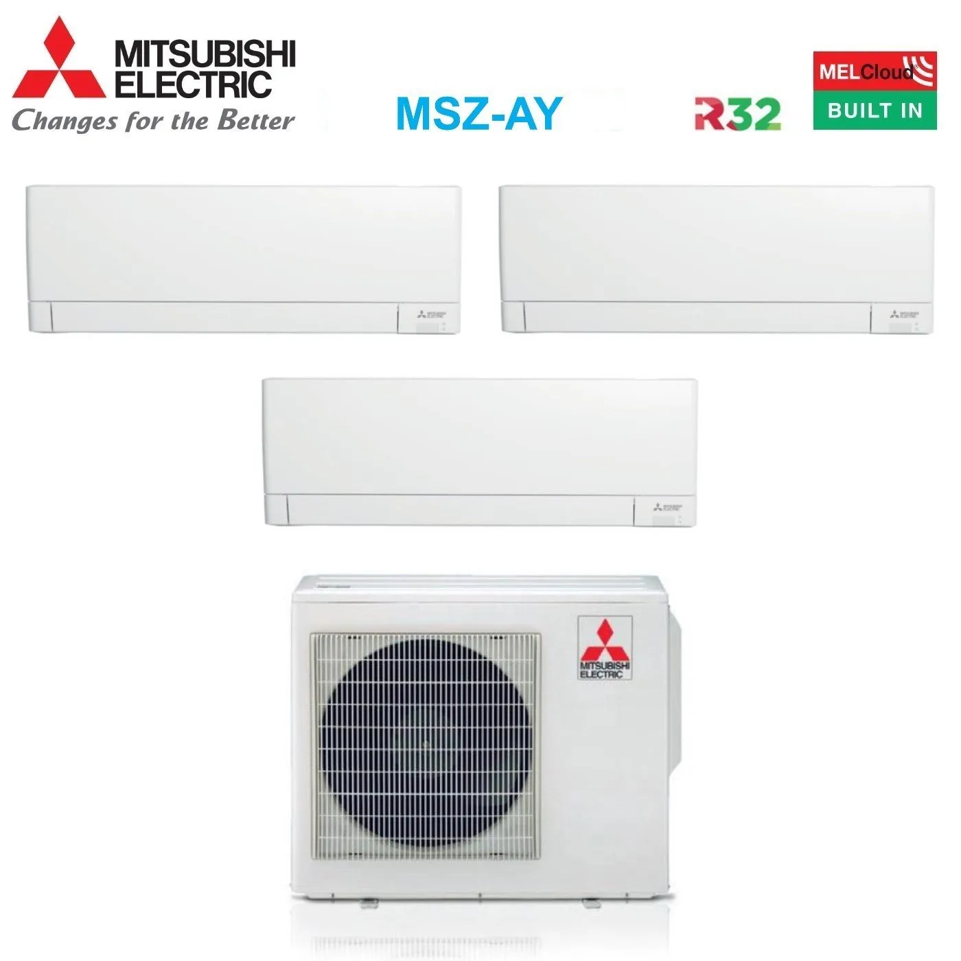 Climatizzatore Condizionatore Mitsubishi Electric Trial Split Inverter Linea Plus serie MSZ-AY 12 12 12 btu con MXZ-3F68VF Wi-Fi Integrato R-32 12000 12000 12000