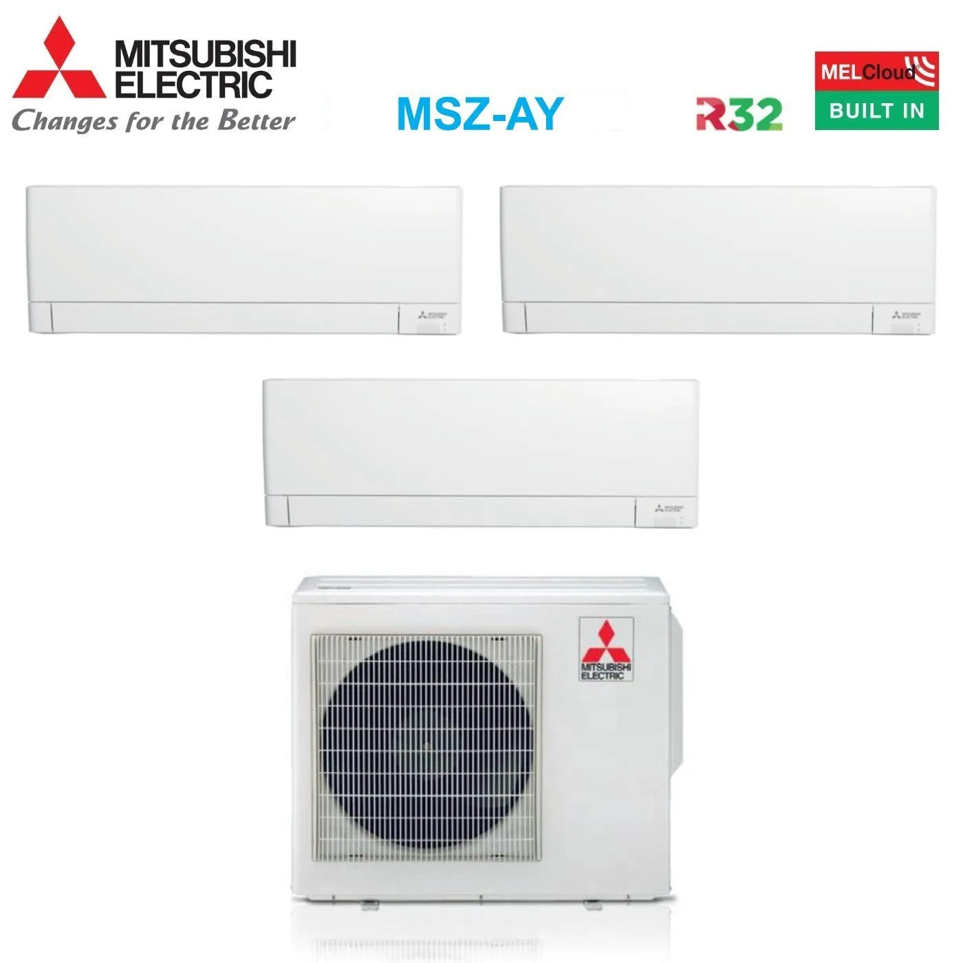 Climatizzatore Condizionatore Mitsubishi Electric Trial Split Inverter Linea Plus serie MSZ-AY 9 9 12 btu con MXZ-3F54VF Wi-Fi Integrato R-32 9000 9000 12000 A   