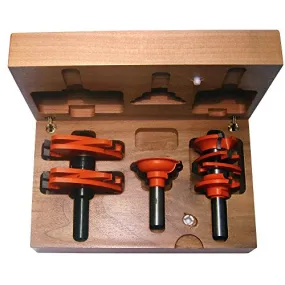 CMT 3-Piece Entry & Interior Door Router Bit Set in Hardwood Case, 1/2-Inch Shank