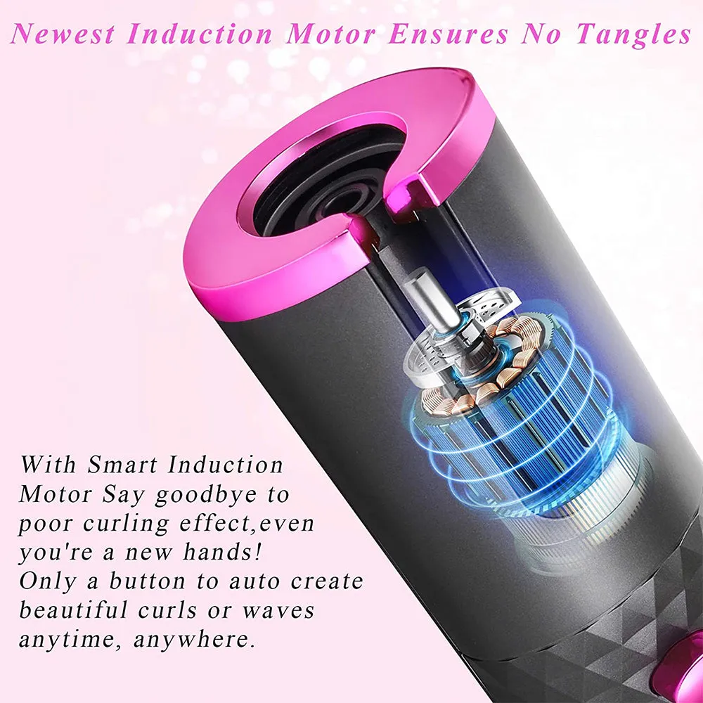 Cordless Auto Rotating Ceramic Hair Curler w/ LCD Display