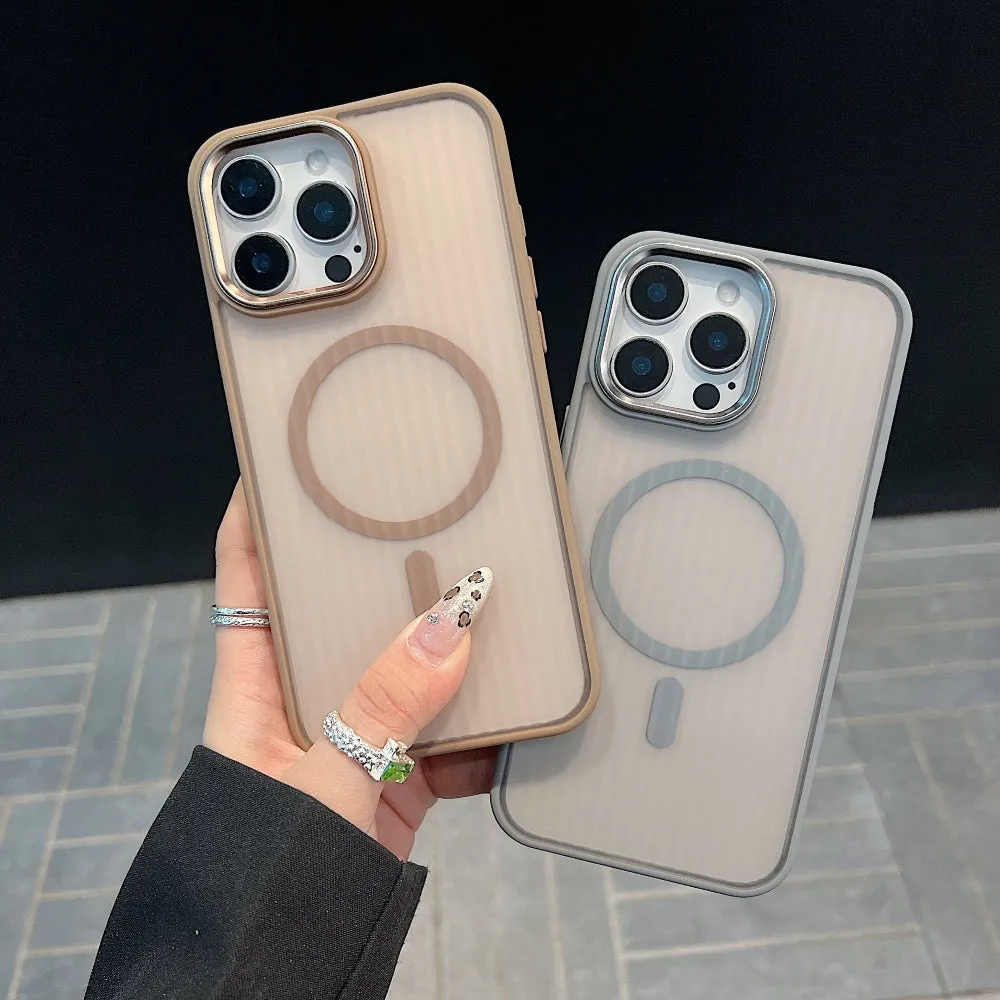 Corrugated Pattern Magnetic Wireless Charge Phone Case - iPhone 15