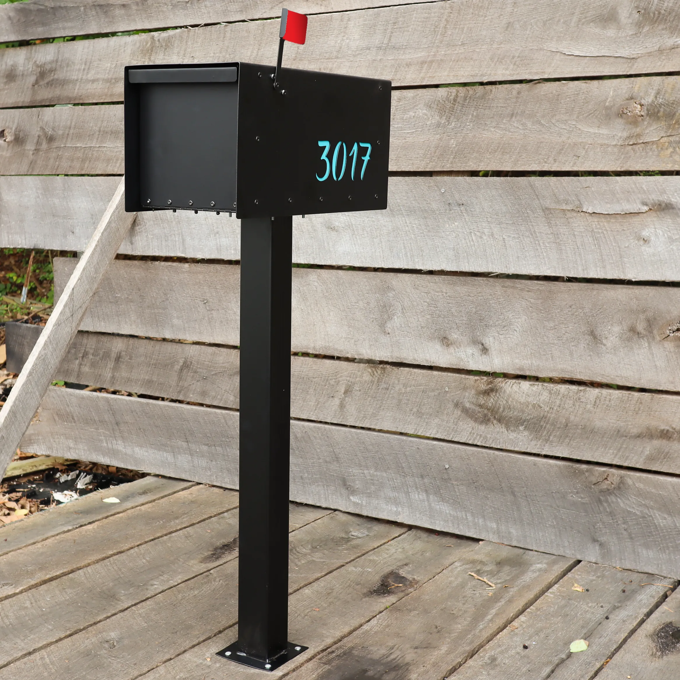 Custom Modern Steel Mailbox - Metal Address Mail Box with Personalized Numbers - Letter Box Post