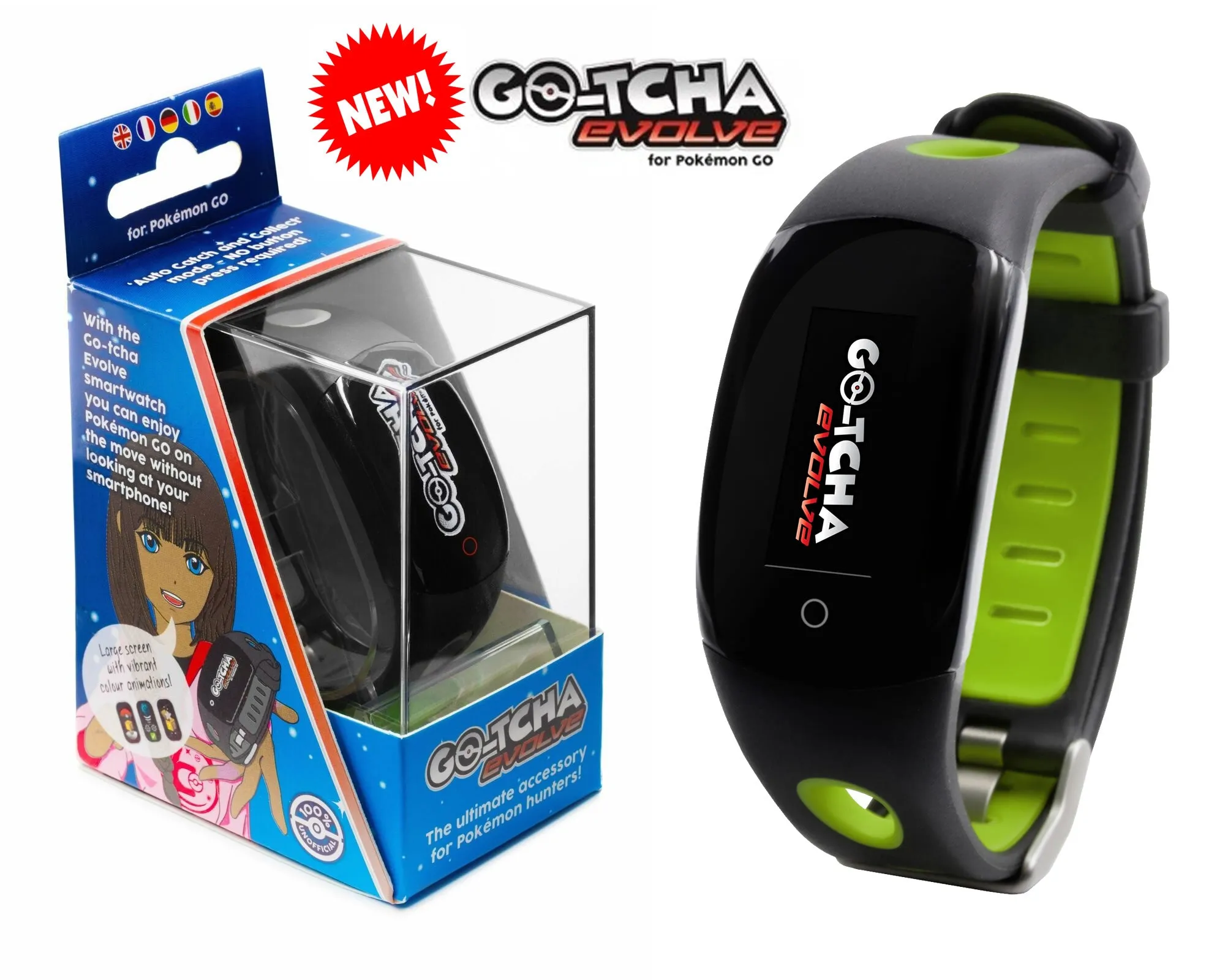 Datel Go-Tcha Evolve LED Touch Smartwatch for Pokemon Go - Green