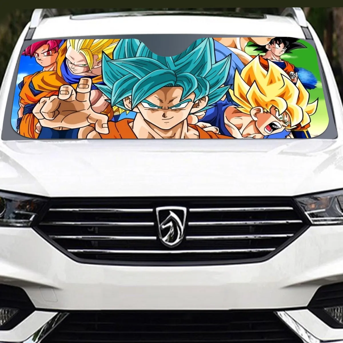 DBZ Goku Saiyan God Blue SSGSS Whis Symbol Cool Design Windshield Sunshade