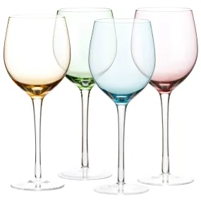 Diko Colorful Stemmed Wine Glass Set 4 Count Multicolor 15.7 Oz