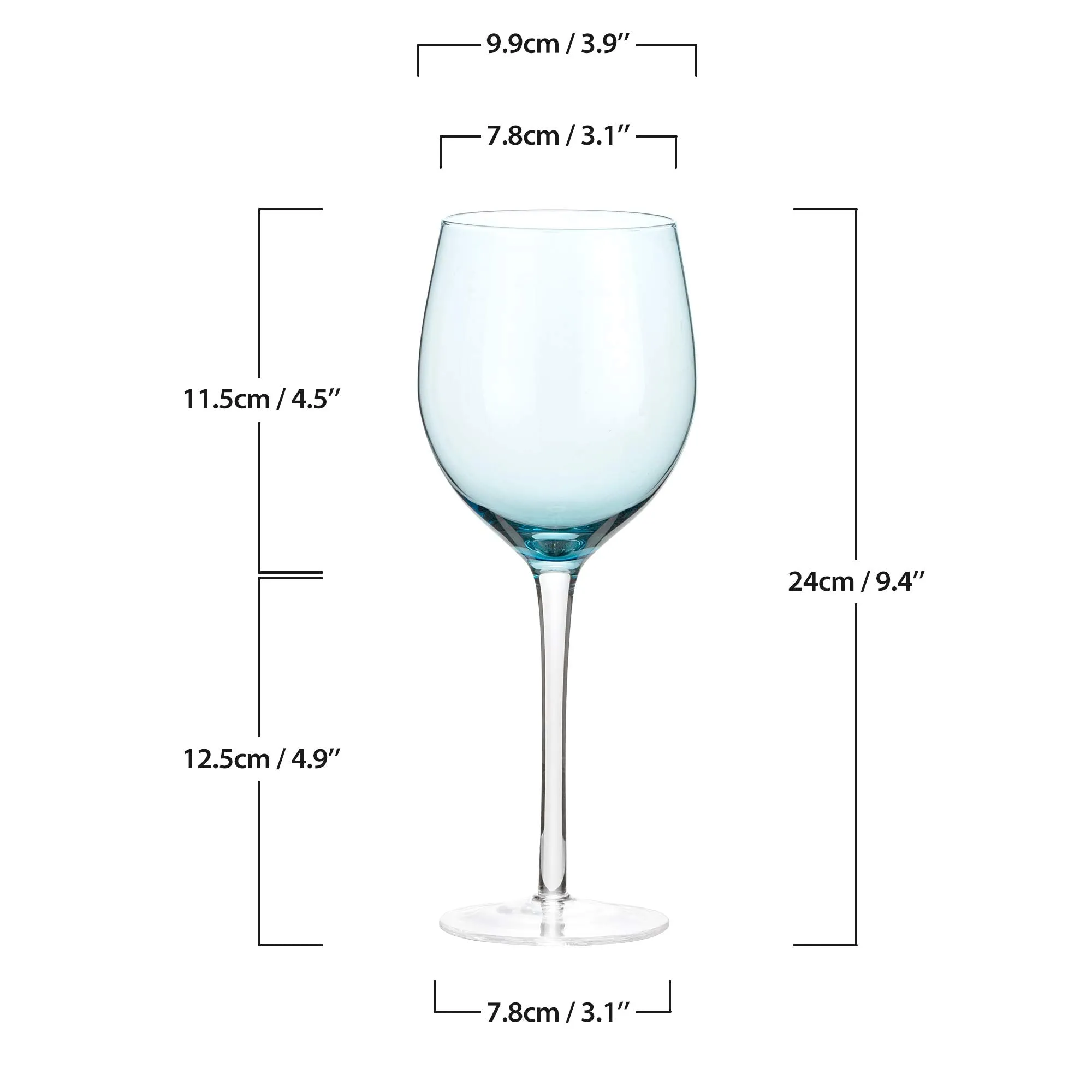 Diko Colorful Stemmed Wine Glass Set 4 Count Multicolor 15.7 Oz