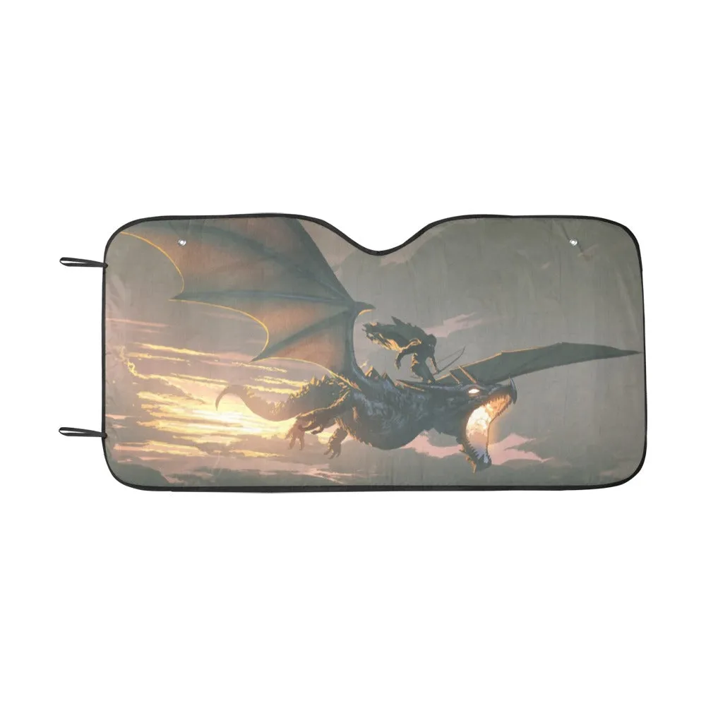 Dragon Car Sun Shade for Windshield, Flying Fantasy Car Accessories Auto Cover Protector Window Visor Universal Screen Decor 55" x 29.53"