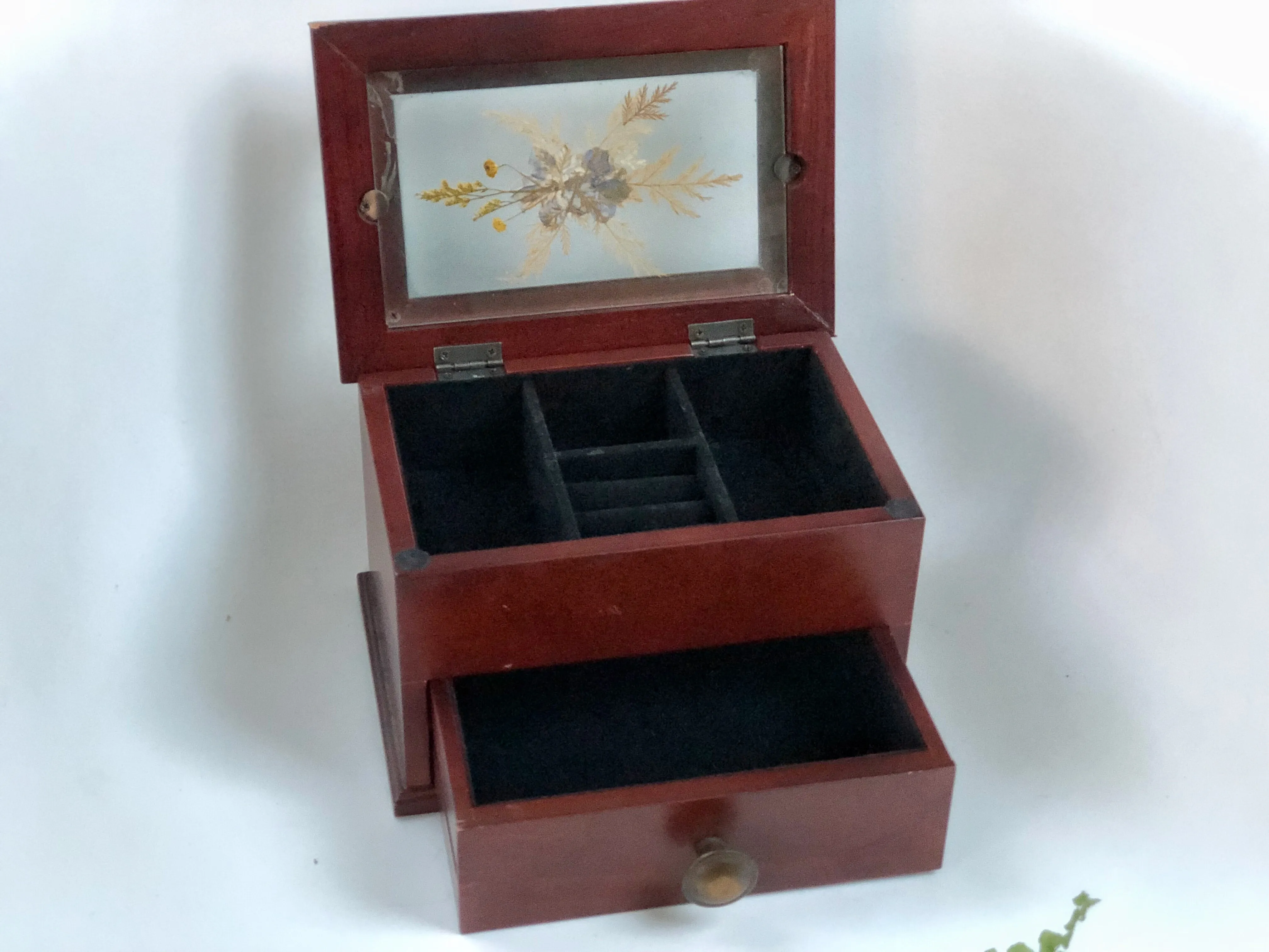 Dried Flowers Wodden Jewellery Box