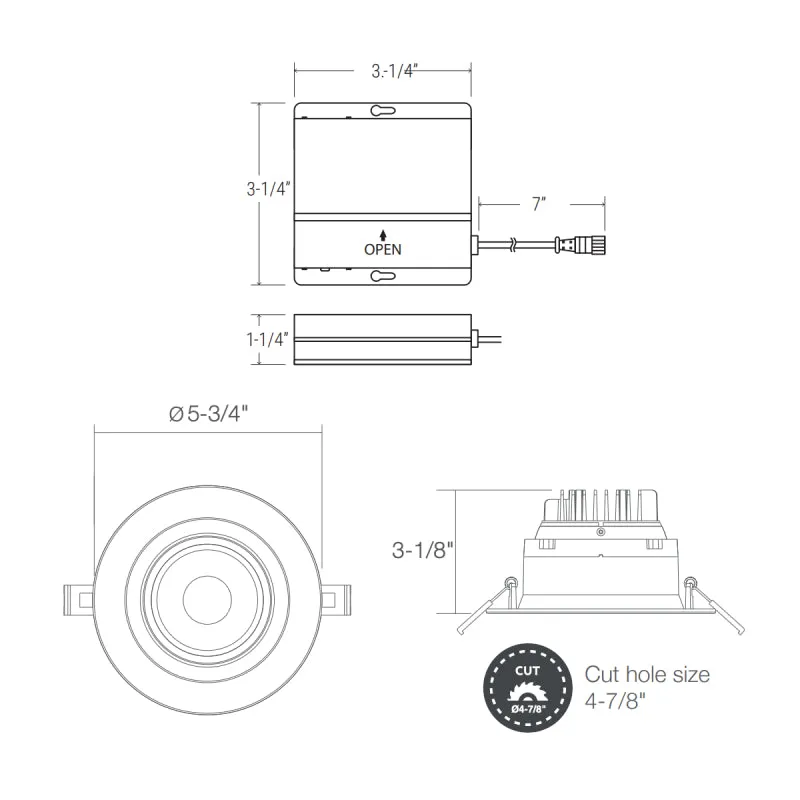 Elite RL472-CCT 4" Round LED Slim Gimbal, CCT Selectable