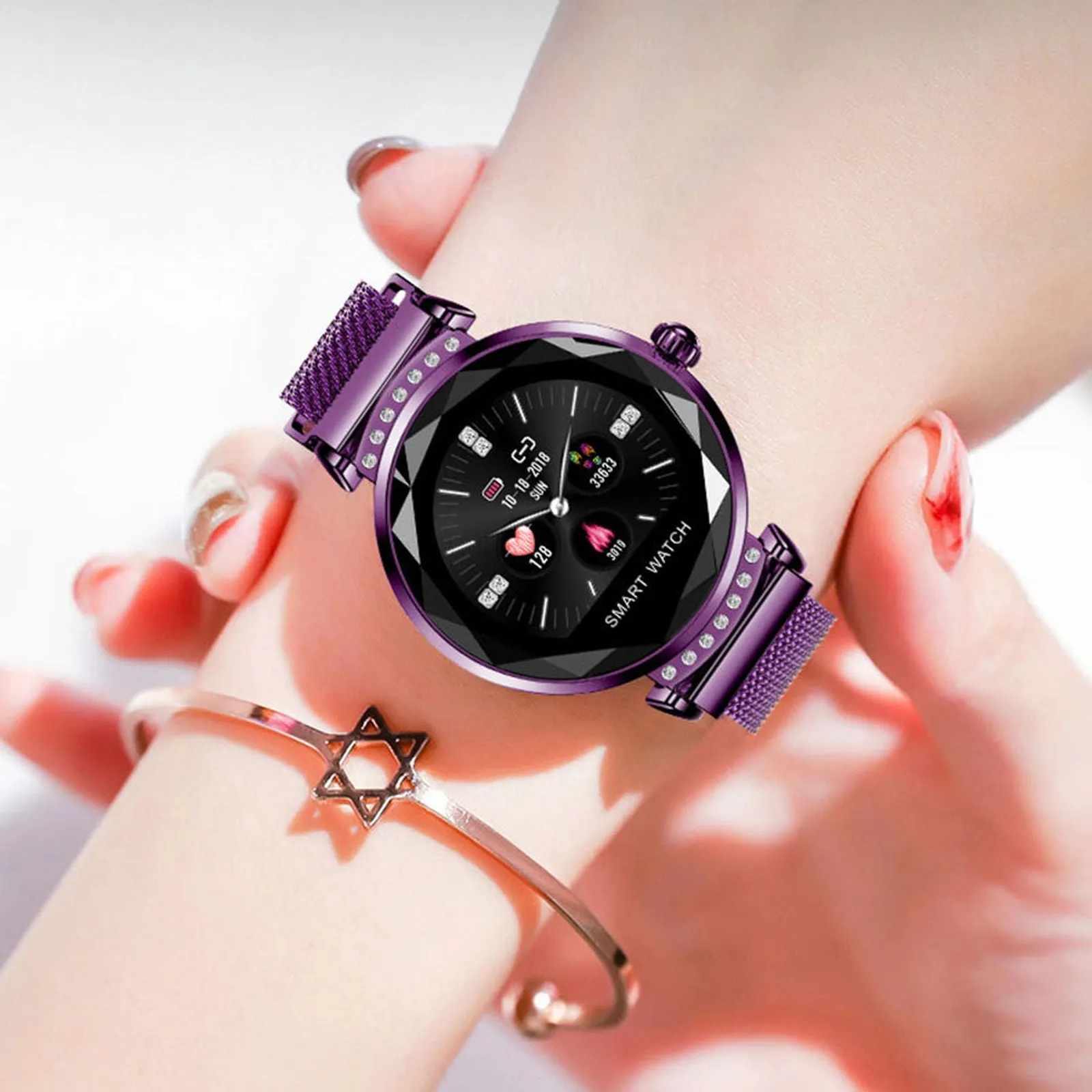 Fashion 3D Diamond Glass Women Smartwatch