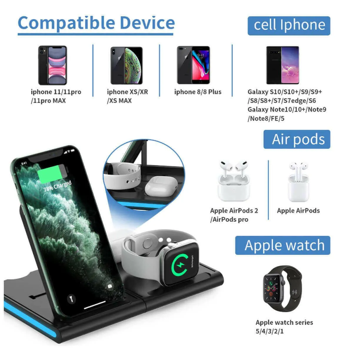 Fast  4 In 1 Wireless Charging Station