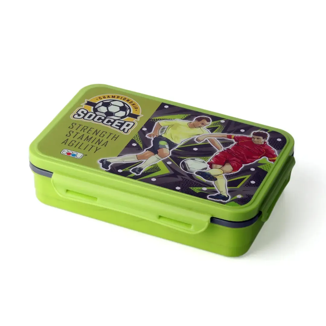 Feast Big Green 2 Compartment Steel Leak Proof Lunch Box for School, Office, Kids (800ML)