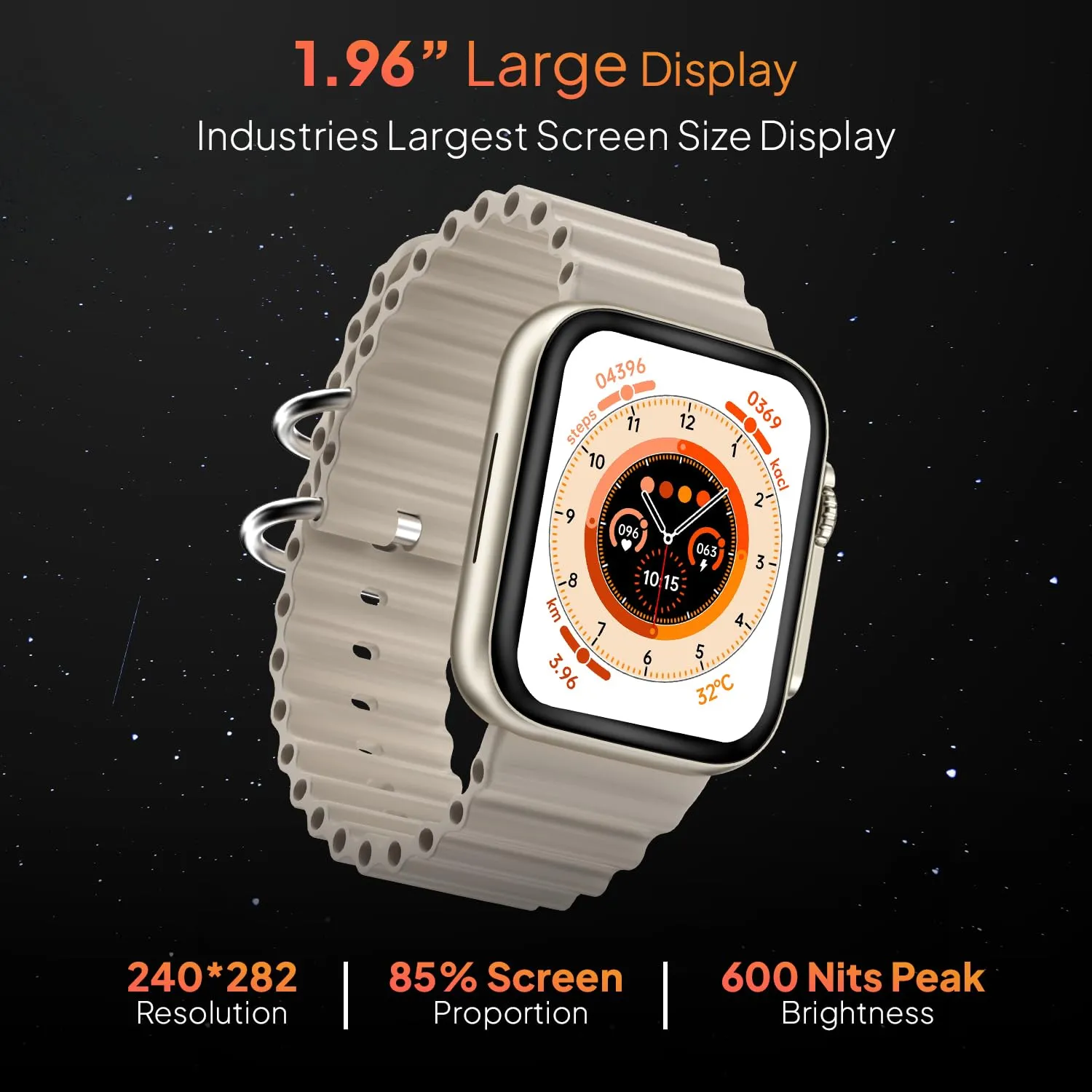 Fire-Boltt Gladiator 1.96" Biggest Display Smart Watch with Bluetooth Calling, Voice Assistant &123 Sports Modes, 8 Unique UI Interactions, SpO2, 24/7 Heart Rate Tracking (Light Gold)