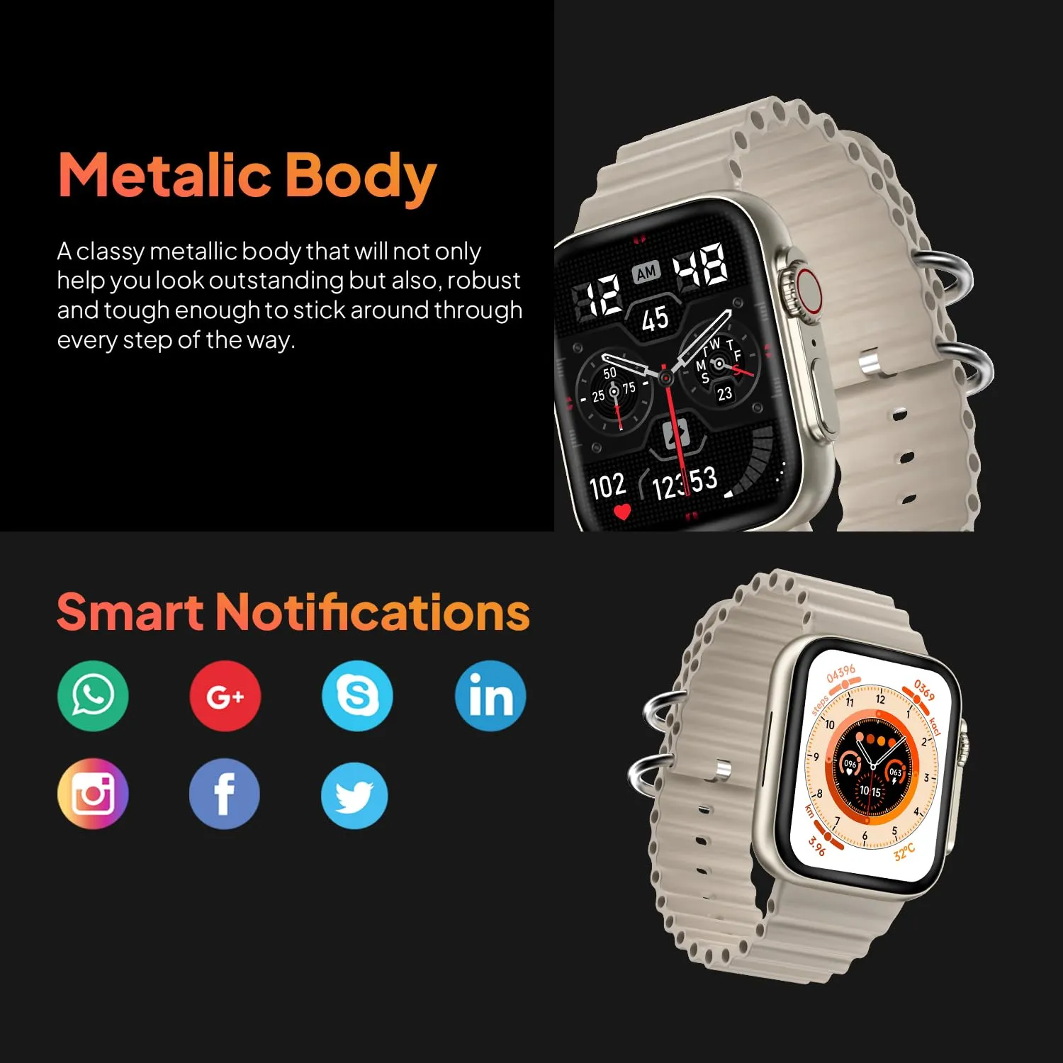 Fire-Boltt Gladiator 1.96" Biggest Display Smart Watch with Bluetooth Calling, Voice Assistant &123 Sports Modes, 8 Unique UI Interactions, SpO2, 24/7 Heart Rate Tracking (Light Gold)