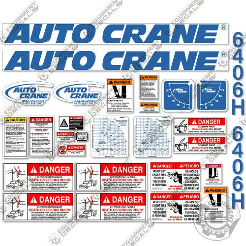 Fits AutoCrane 6406H Decal Kit Crane Truck