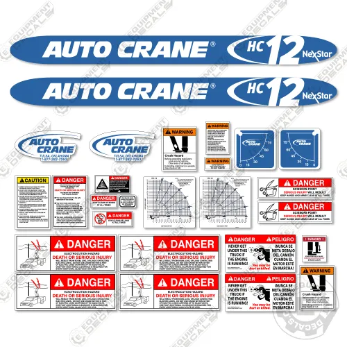 Fits AutoCrane HC12 Decal Kit Crane Truck