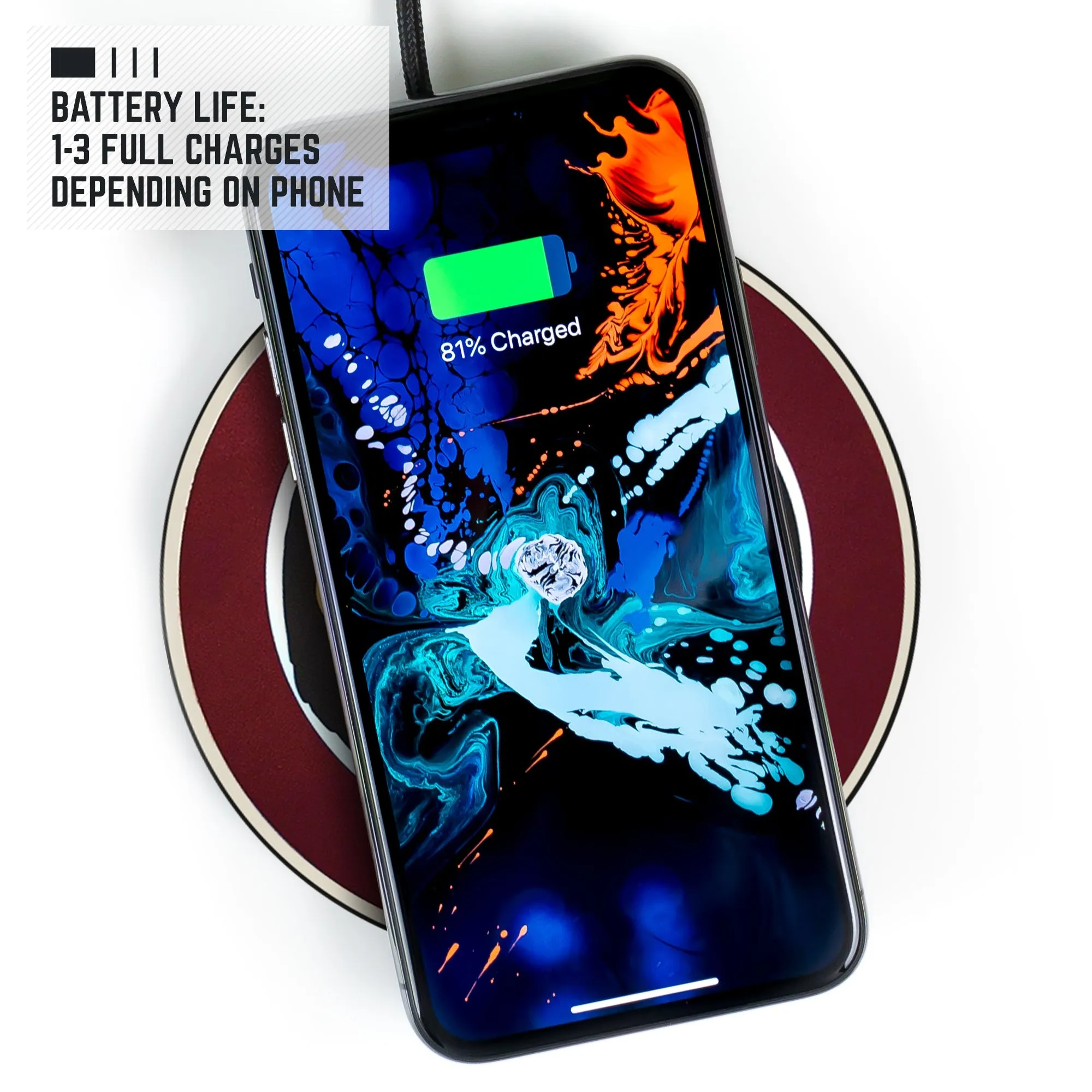 Florida State University Qi Wireless Charger With Illuminated FSU Logo & Built-In Power bank