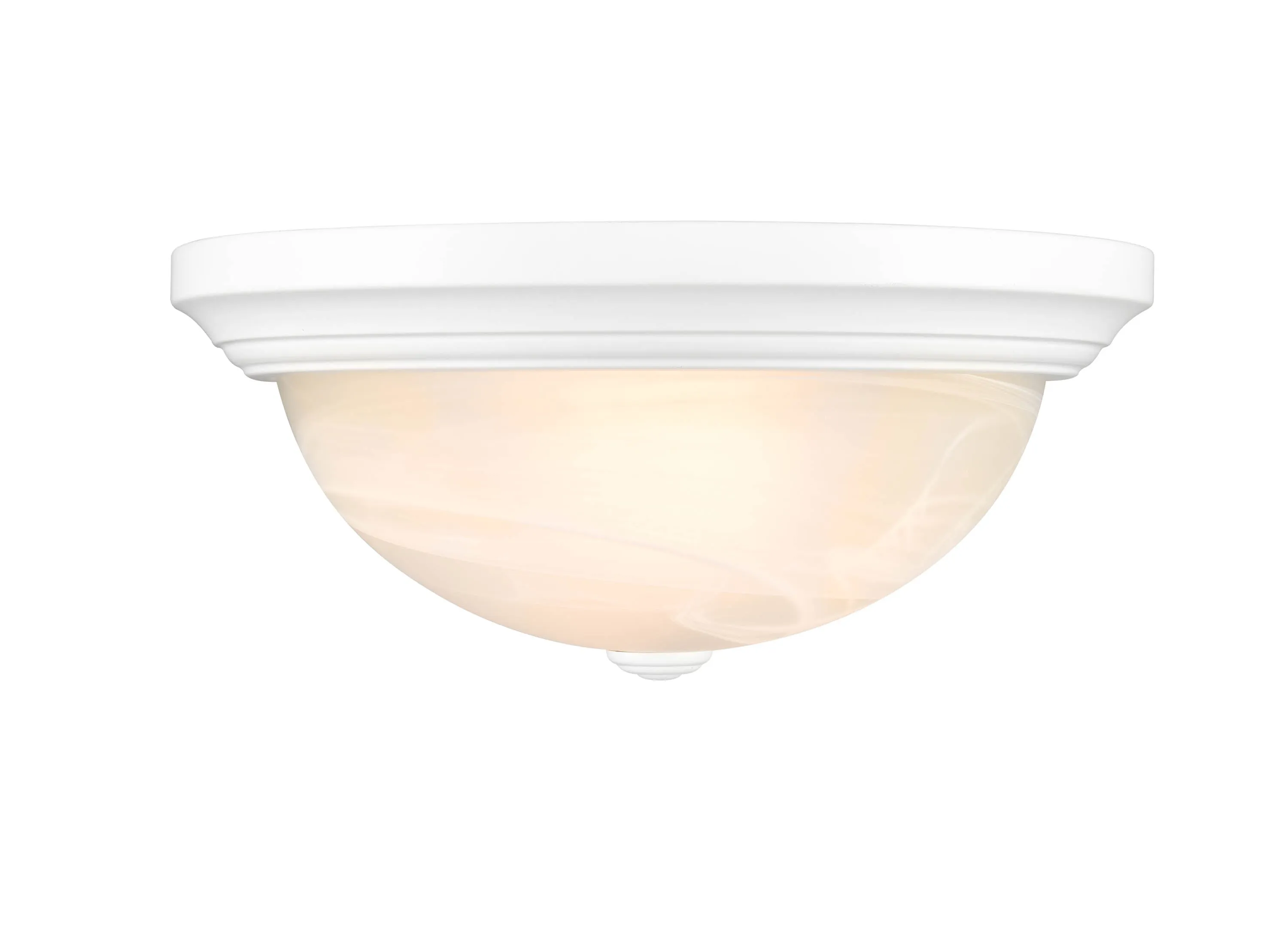 Flush Mount Fixture - White - Faux Alabaster Glass - 13in. Diameter - E26 Medium Base