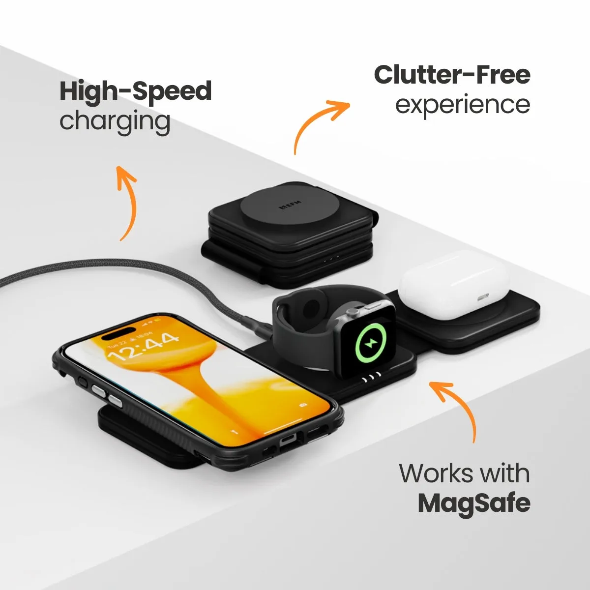 FLUX Travel 3-in-1 Wireless Charger - With 20W Wall Charger