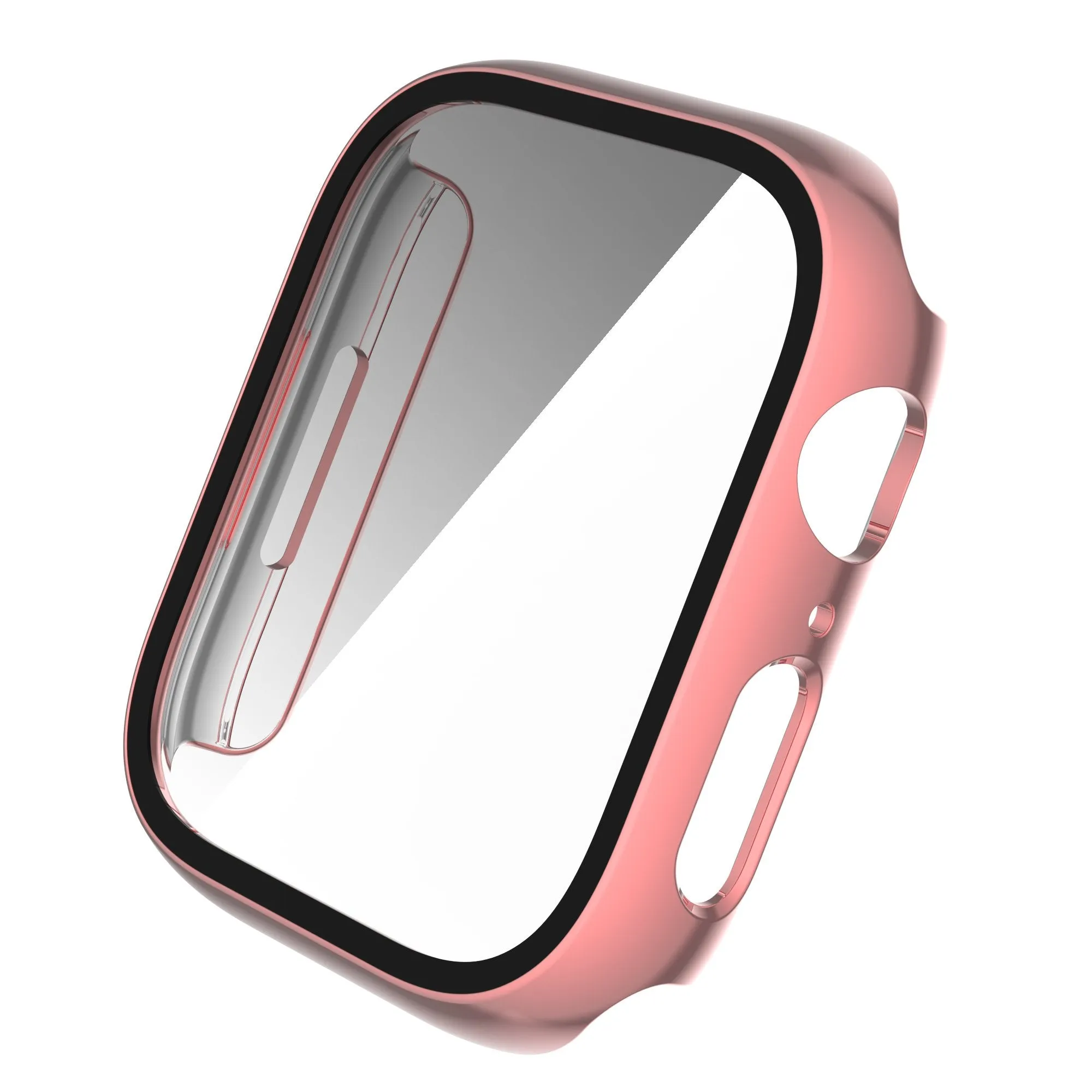 For Apple Watch iWatch Series 7 Case 41mm Tempered Glass Shockproof Full Cover -Pink