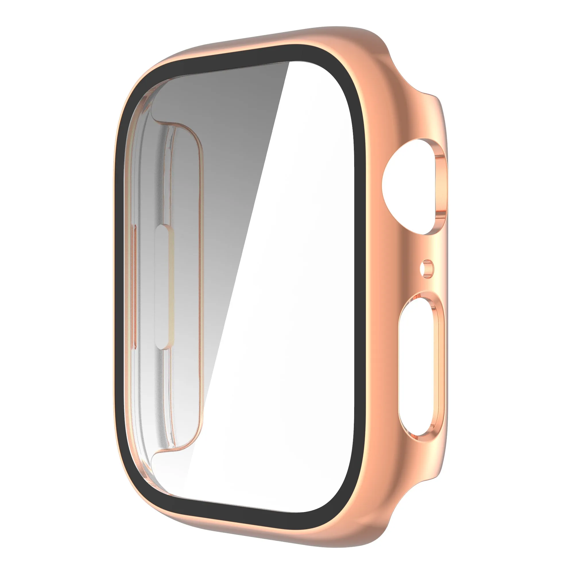 For Apple Watch iWatch Series 7 Case 45mm Tempered Glass Shockproof Full Cover - Rose Gold