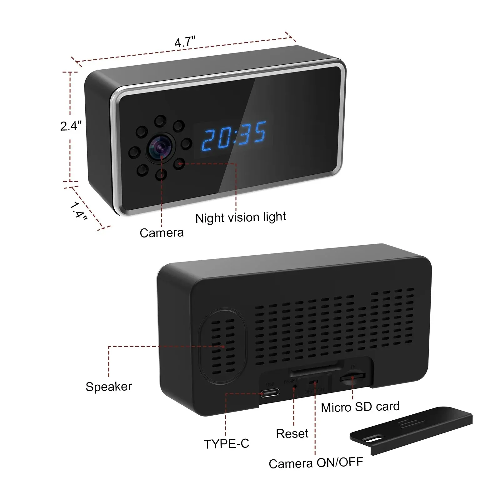 Full HD 4k Wifi Mini Clock Camera