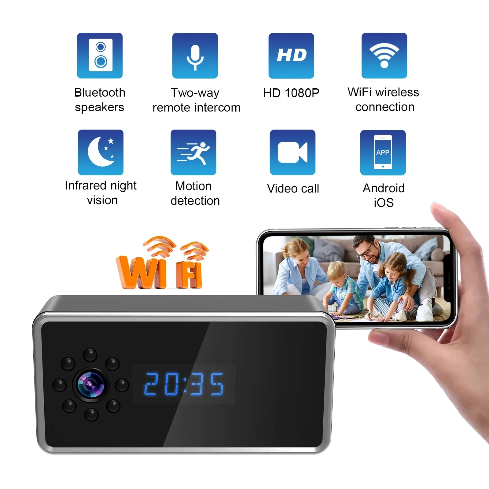 Full HD 4k Wifi Mini Clock Camera