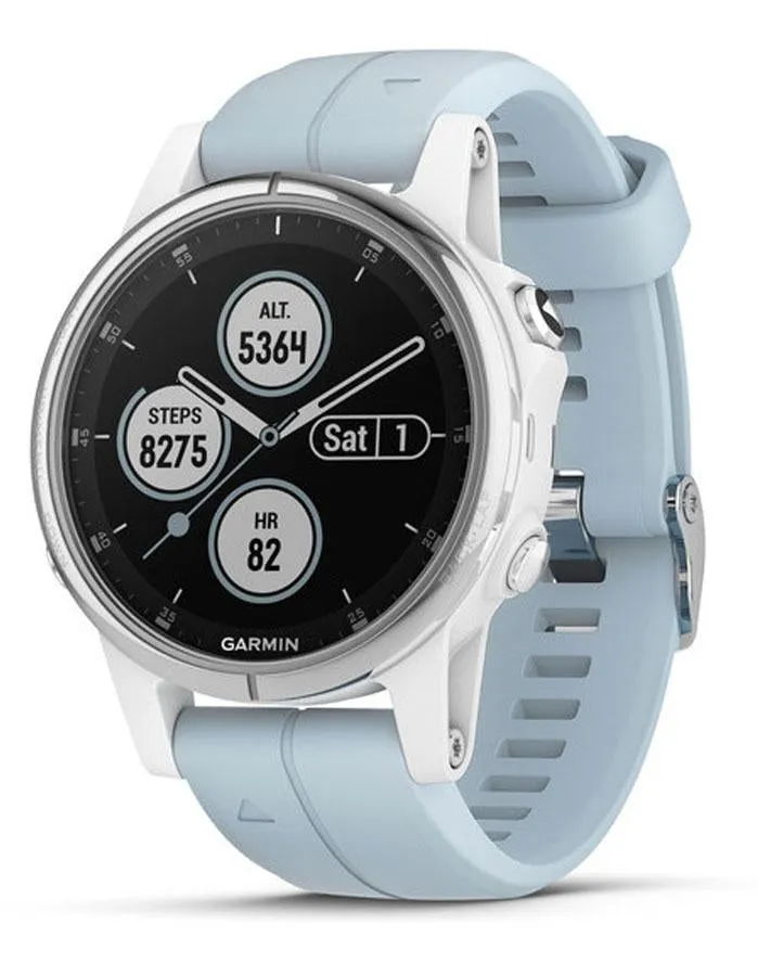 Garmin Fenix 5S Plus Multisport Watch - Stainless Steel - Sea Foam - Bluetooth