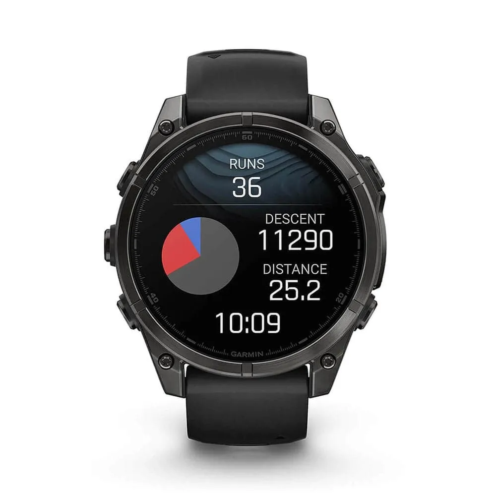 Garmin fenix 8 AMOLED 47mm, Carbon Grey DLC Titanium Case, Black Pebble Grey Silicone Strap