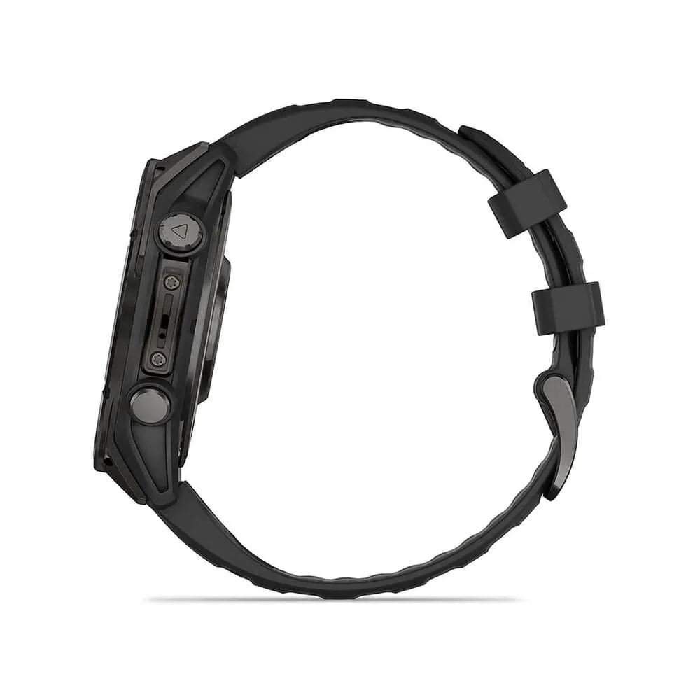 Garmin fenix 8 AMOLED 47mm, Carbon Grey DLC Titanium Case, Black Pebble Grey Silicone Strap