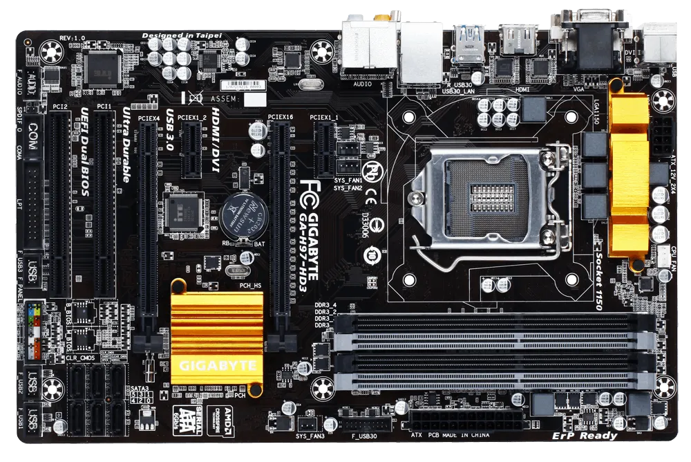 Gigabyte Technology GA-H97-HD3 Desktop computer motherboard,1150 socket,ddr3,ATX,H97,HDMI