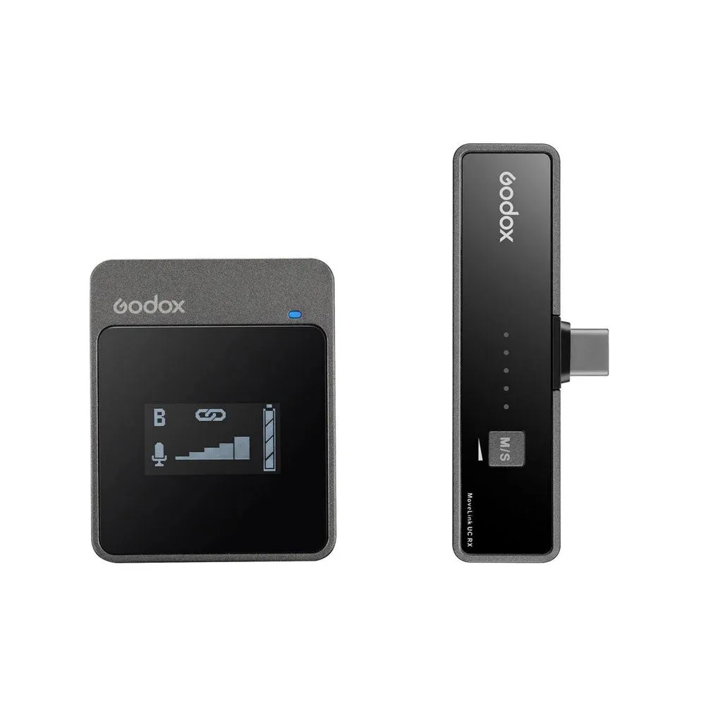 Godox MoveLink UC1 Compact Digital Wireless Microphone System for Smartphones & Tablets with USB Type-C (2.4 GHz)