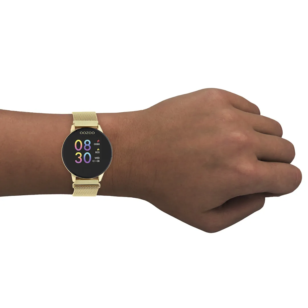 Gold coloured OOZOO smartwatch with gold coloured metal mesh bracelet - Q00121