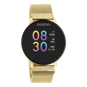 Gold coloured OOZOO smartwatch with gold coloured metal mesh bracelet - Q00121