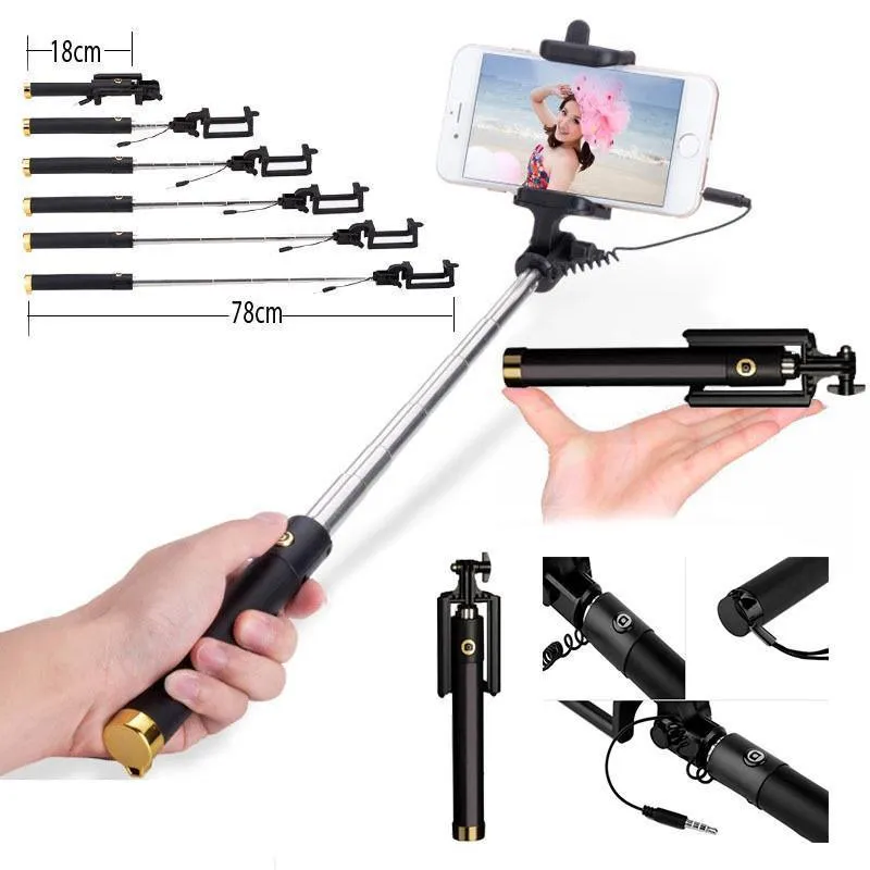 Gold Extendable 2x Selfie Stick (Android ios iPhone 6/6s 7 plus) - Bestie Bundle