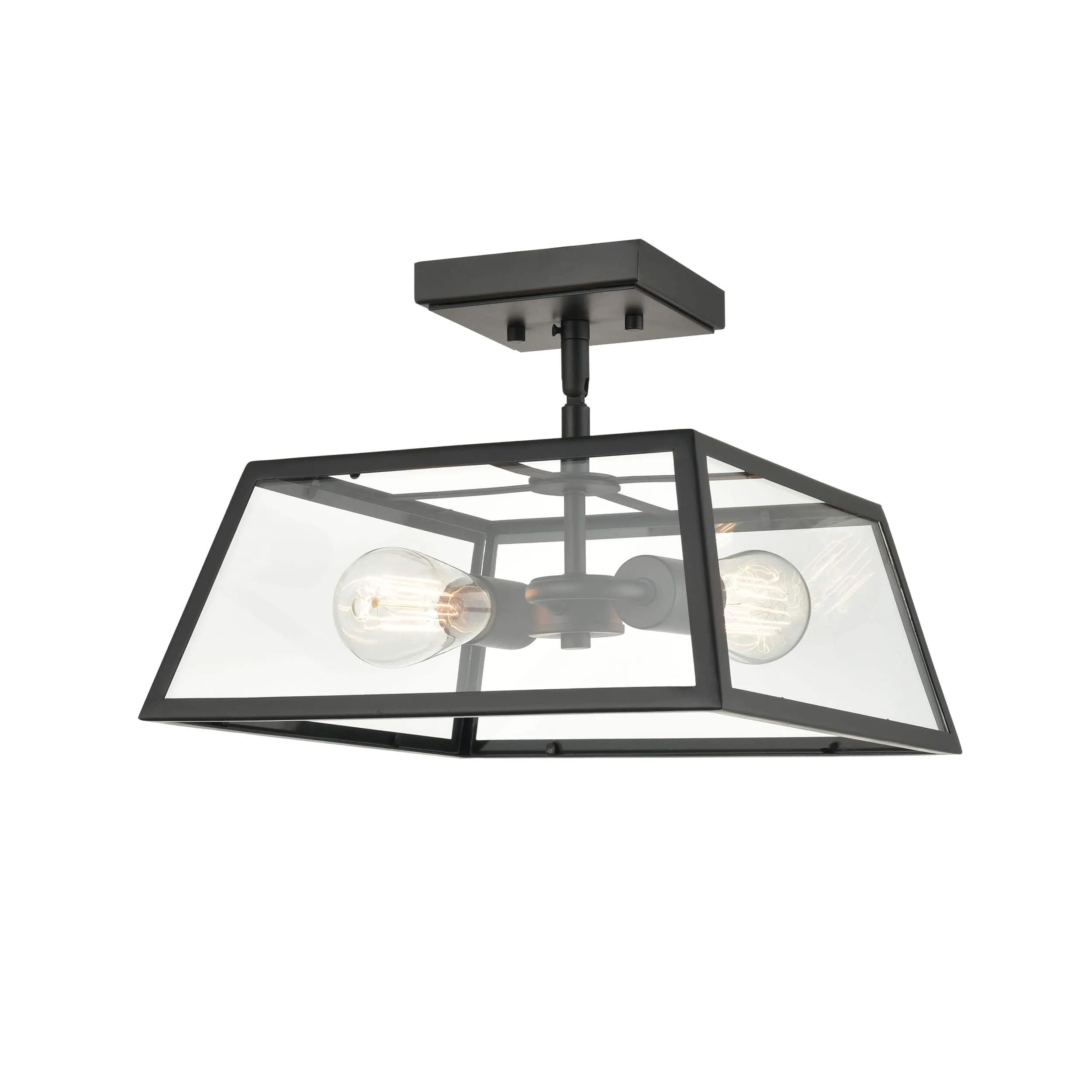 Grant Outdoor Flush Mount Fixture - Powder Coated Black - Clear Glass - 13in. Diameter - E26 Medium Base