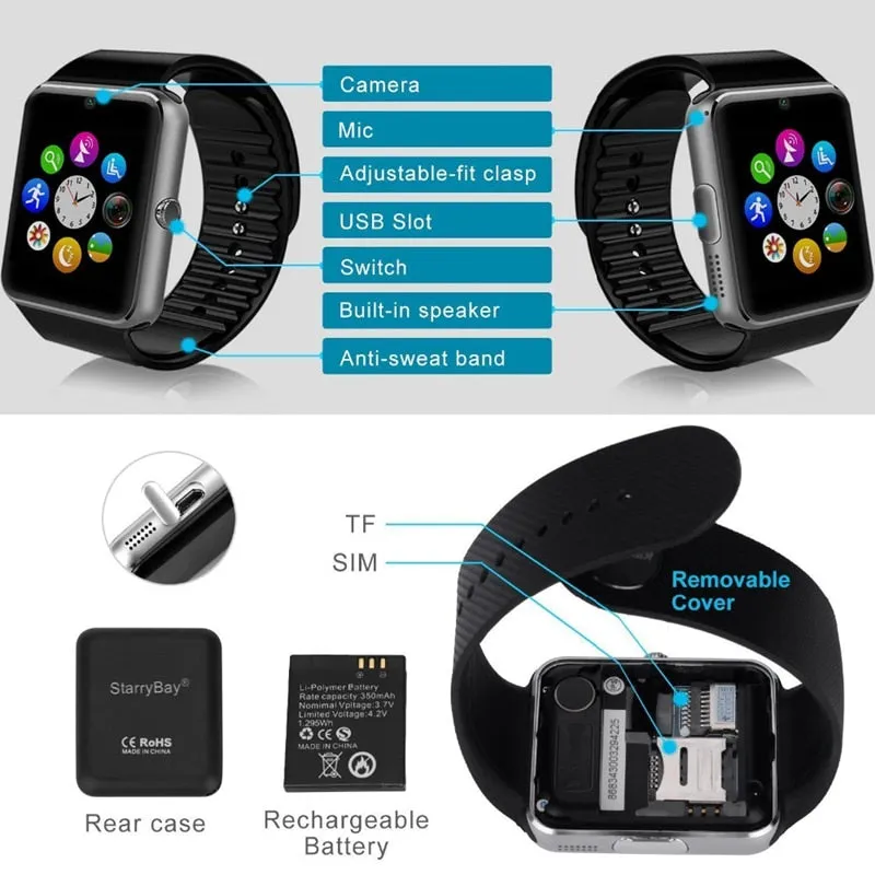 GT08 Smartwatch with Pedometer, Messaging and Make and Receive Calls, Music and More