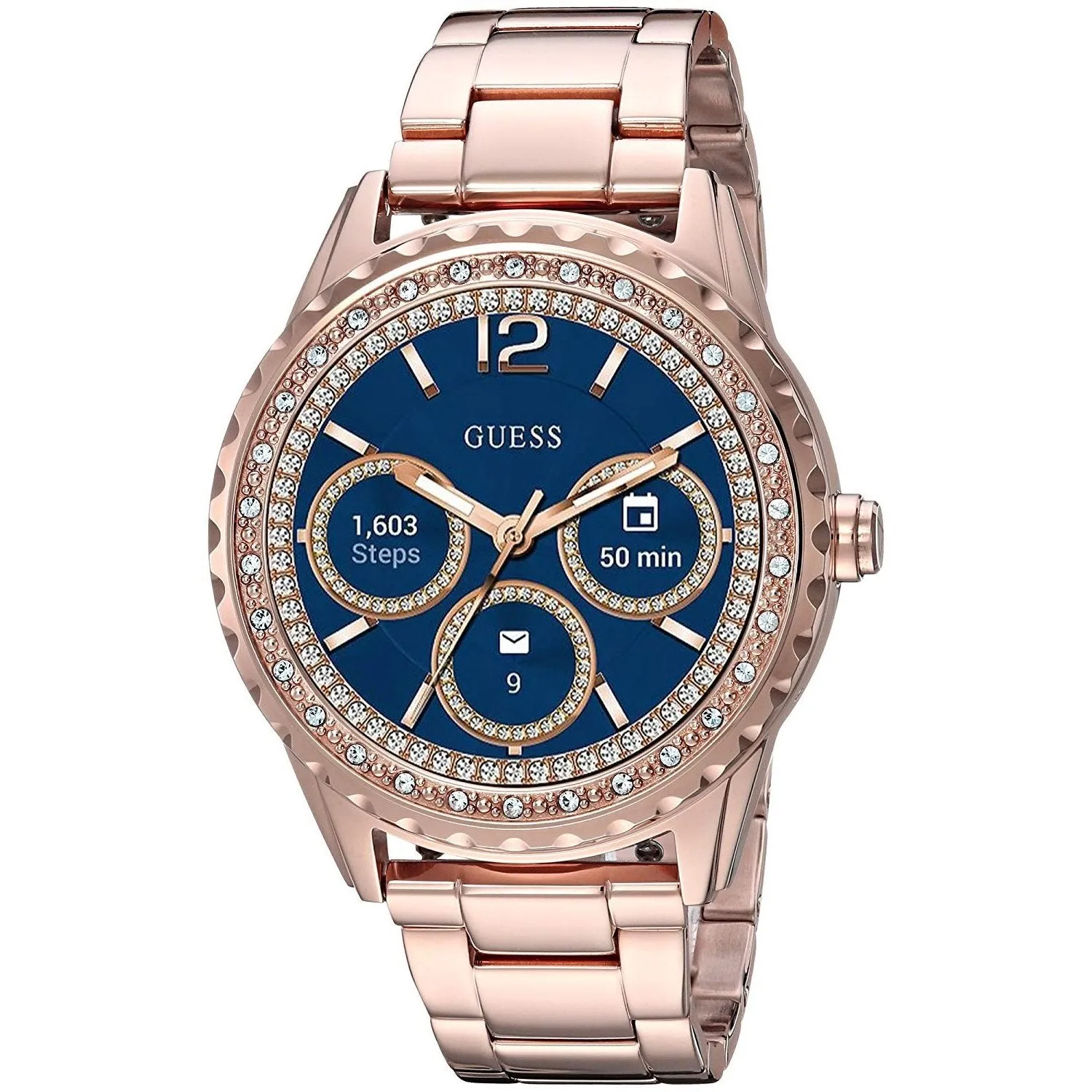 Guess Women's C1003L4 Smartwatch Rose Gold-Tone Stainless Steel Watch