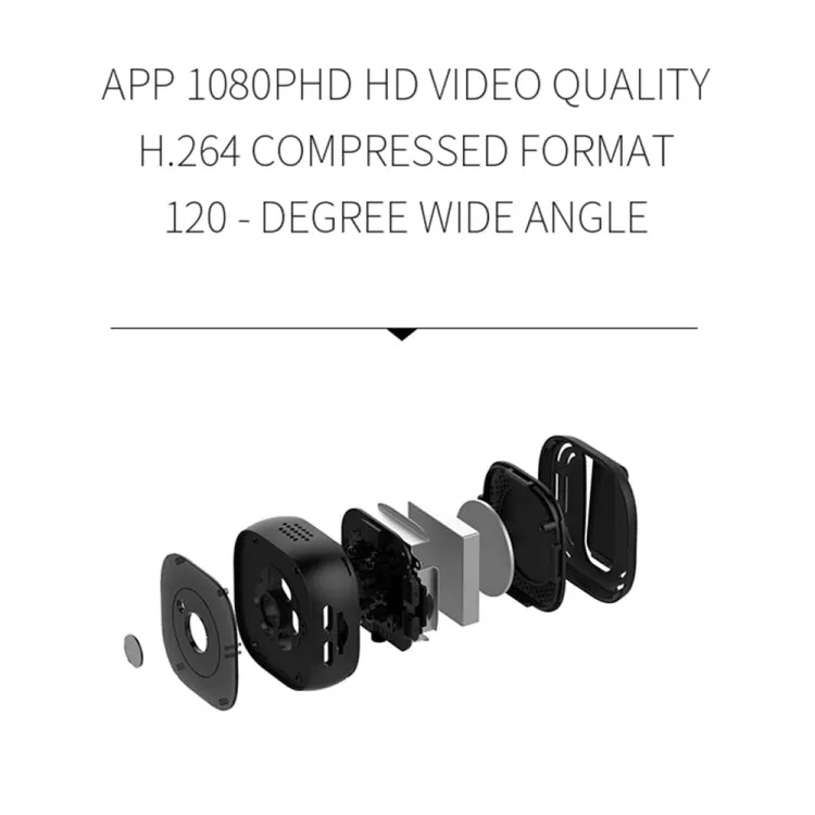 H9 Mini HD 1280 x 720P 120 Degree Wide Angle Wearable Smart Wireless WiFi Surveillance Camera(Black)