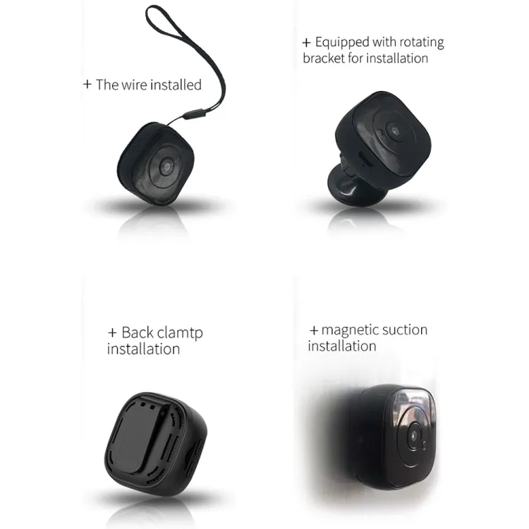 H9 Mini HD 1280 x 720P 120 Degree Wide Angle Wearable Smart Wireless WiFi Surveillance Camera(Black)