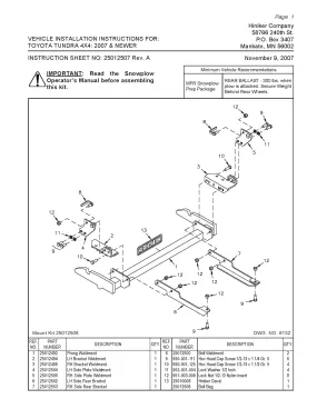 Hiniker Snowplow Mount - Quick Hitch 1 (QH1), 2007-2021 Toyota Tundra, 25012508