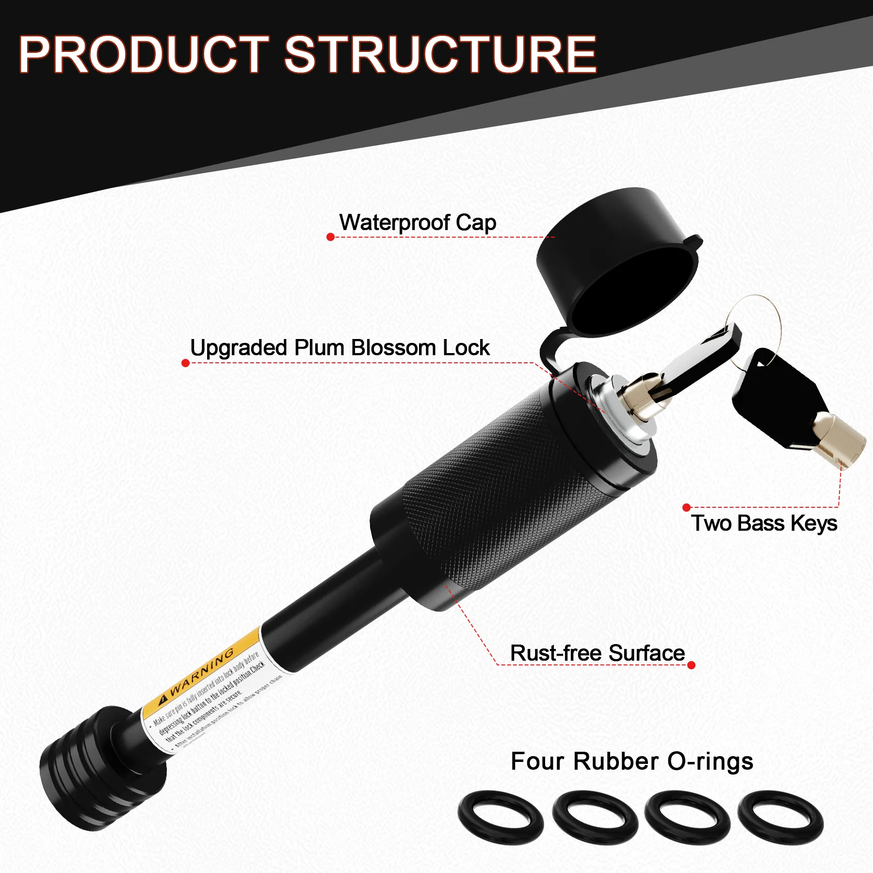 Hitch Receiver Pin Lock, 5/8" Dia Locking Hitch Pin