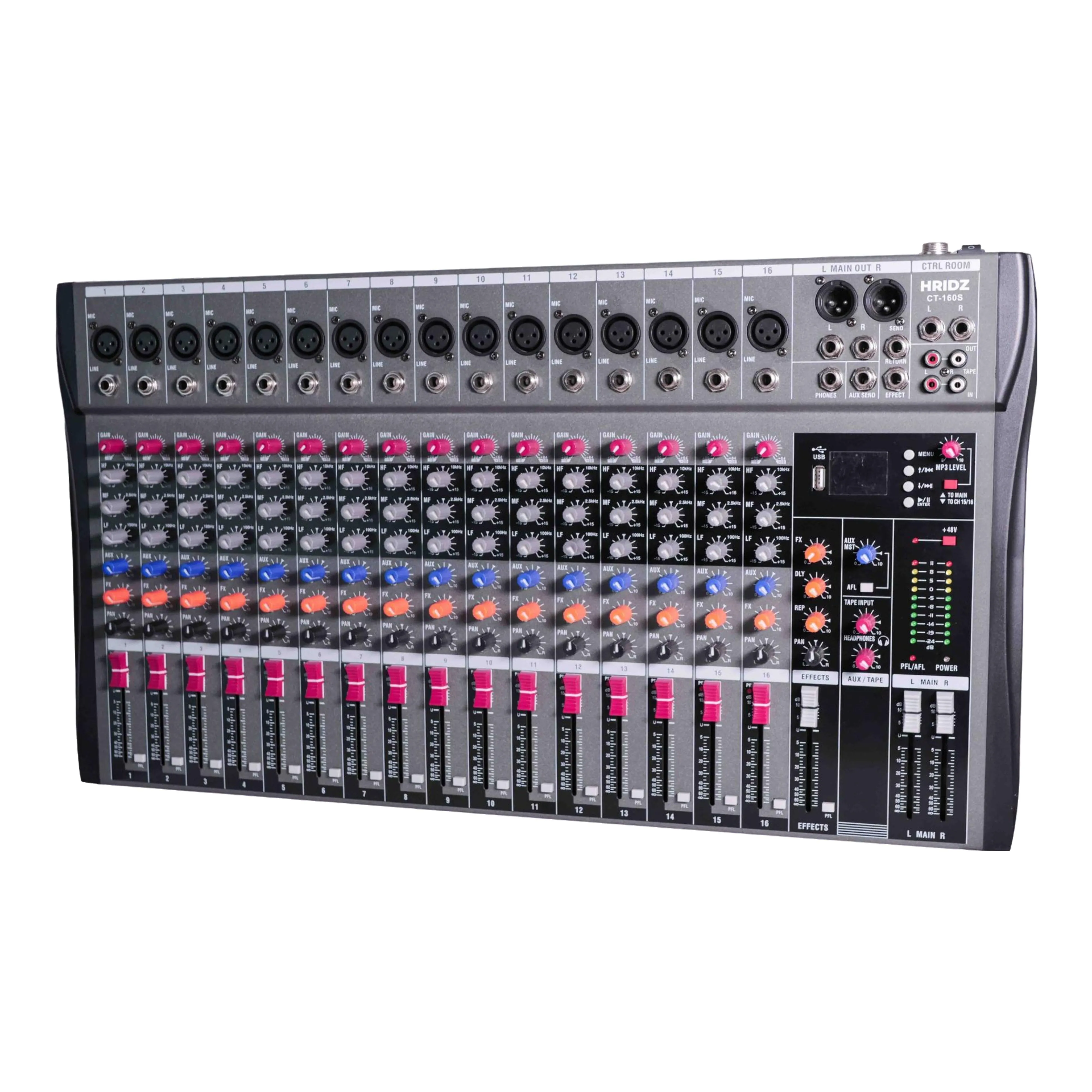 Hridz 16 Channels Audio Sound Mixer Mixing DJ Console USB with 48V Phantom Power