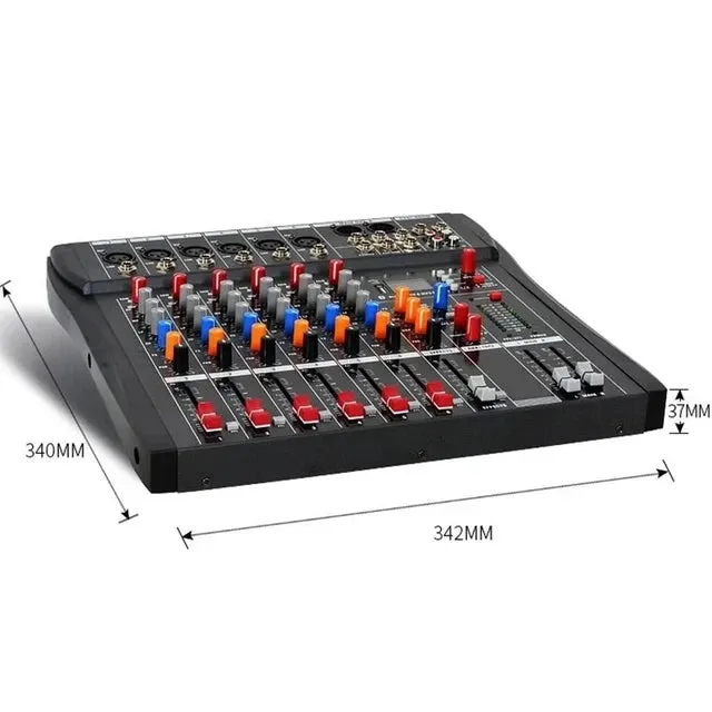 Hridz 6 Channels Bluetooth Mixer DJ Live Studio Audio Mixer USB Console Amplifier AUX