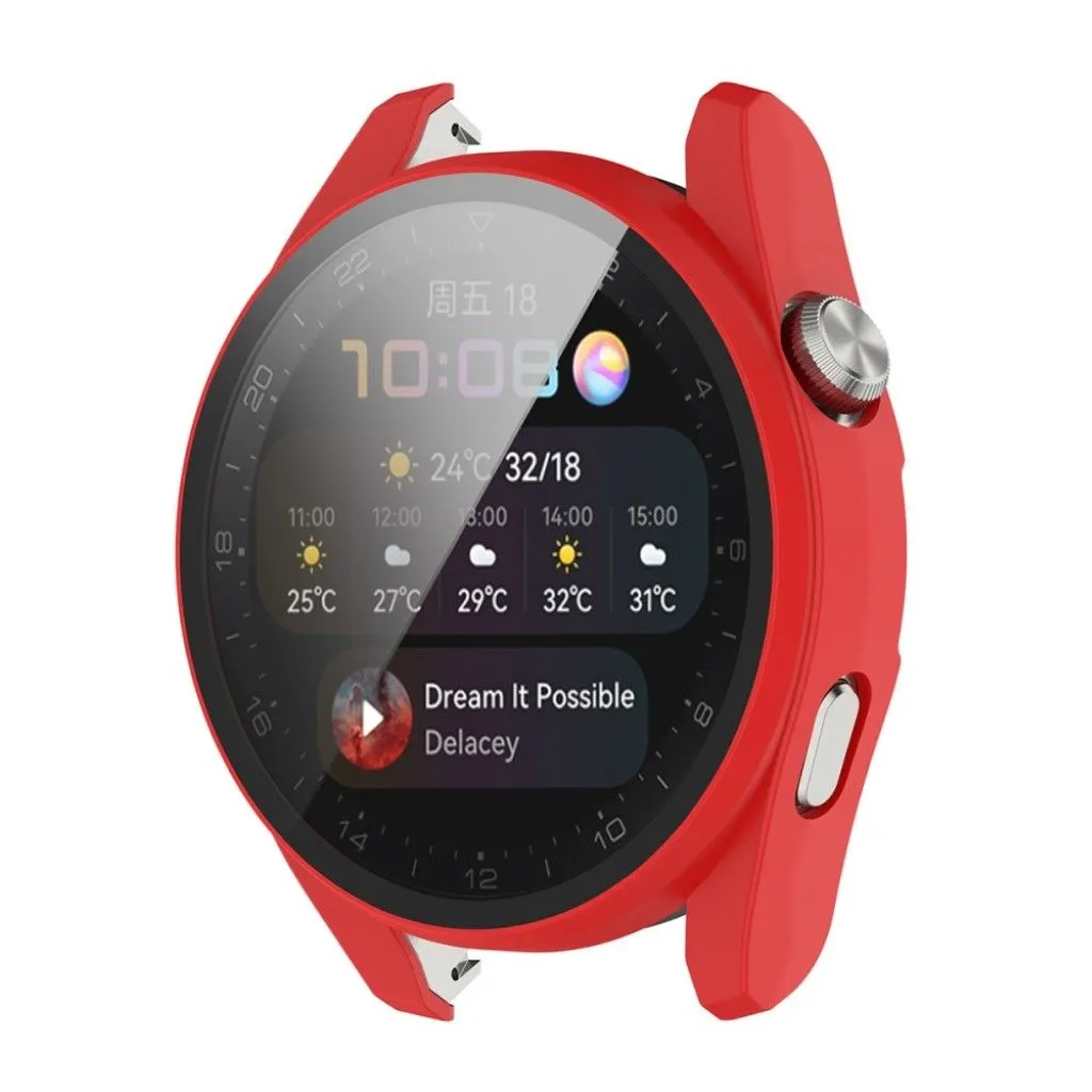 Huawei Watch 3 Pro TPU cover   tempered glass - Red