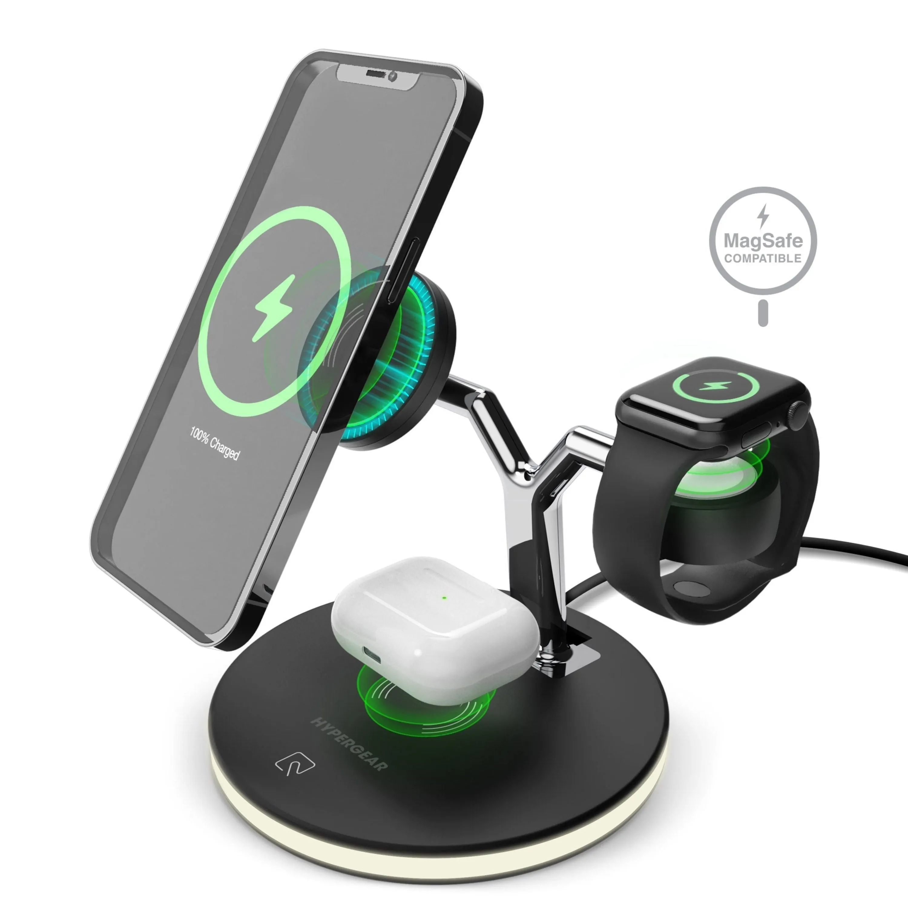 HyperGear MaxCharge 3-in-1 MagSafe Wireless Charging Stand for iPhone   Apple Watch   AirPods